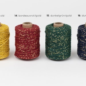 Cotton cord in various colors, roll Gift ribbon, string, cord, glitter twist, lurex image 5