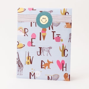 Sacs en papier alphabet bleu clair | Sacs cadeaux, emballages cadeaux, sacs plats, anniversaires d'enfants, sacs de fête, sacs en papier, sacs en papier