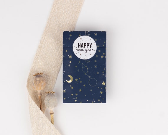 Mini buste di carta cielo stellato effetto oro Piccoli sacchetti regalo,  confezioni regalo, borse piatte, gioielli, Natale -  Italia