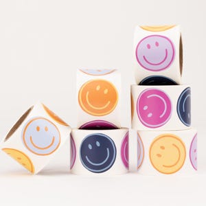 Aufkleber  Smiley, 6 Farben | Sticker, Verpackung, Party, Geschenk, Strichgesicht
