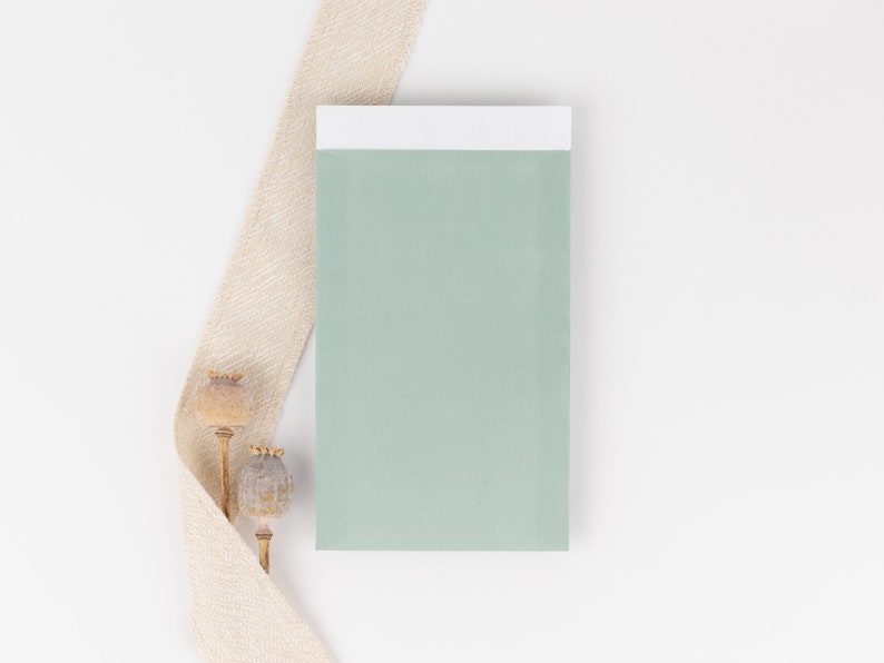 Bolsas de papel papel kraft grueso azul/verde, estable, 12 x 19 cm Bolsas de regalo, embalajes de regalo, bolsas planas, bolsas de papel imagen 3