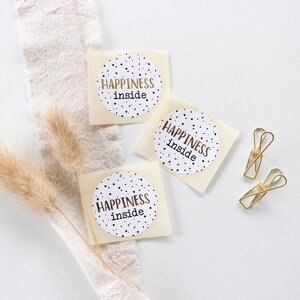 "Happiness Inside" sticker with gold effect | Stickers, labels, order, gift, thank you, handmade business, seller, packaging image 5