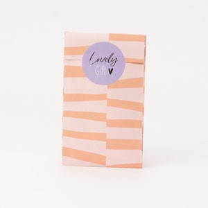 Mini Papiertüten Dicke Striche, Pfirsich / Rosa | Sommer, Geschenktüten, Geschenkverpackung, Flatbag, Schmuckstücke Verpackung, Schmuck