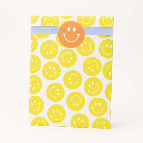 Papiertüten Smileys gelb | Geschenktüten, Geschenkverpackung, Flatbag, Kindergeburtstag, Mitgebseltüten