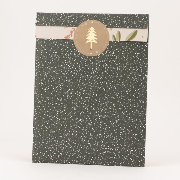 Paper bags Sparkling Stars, fir green | Gift bags, gift wrapping, flat bag, chic