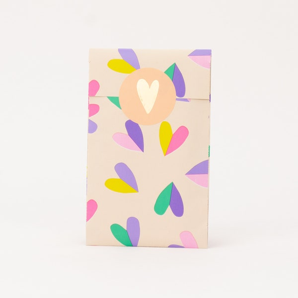 Mini Papiertüten Zweifarbige Herzen | Geschenktüten, Geschenkverpackung, Flatbag, Schmuckstücke Verpackung, Schmuck