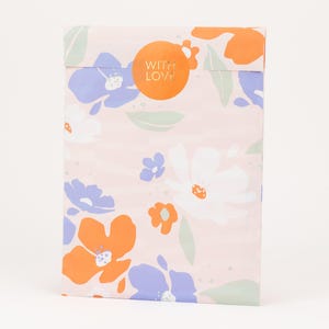Sacchetti di carta fiori, rosa / blu | Estate, sacchetti regalo, confezioni regalo, buste piatte, sacchetti di carta, primavera