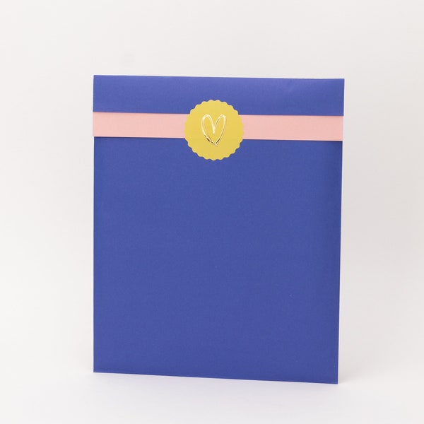 XL Papiertüten Kraft königsblau / rosa | Geschenktüten, Geschenkverpackung, Flatbag, Verpackung, Verpacken großer Gegenstände, Einpacken, A4