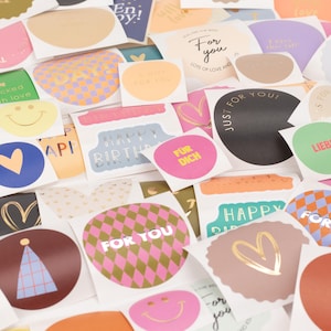 Sticker-Set 30, 50 oder 100 Aufkleber gemischt, keine Doppelten | Etiketten, Geschenkverpackung, Mix, Mischung, Überraschungspaket