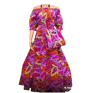 Robe imprimée Ankara pour femme avec sac assorti Robe imprimée africaine Robe maxi Robe en gros Robe Ankara Imprimé africain