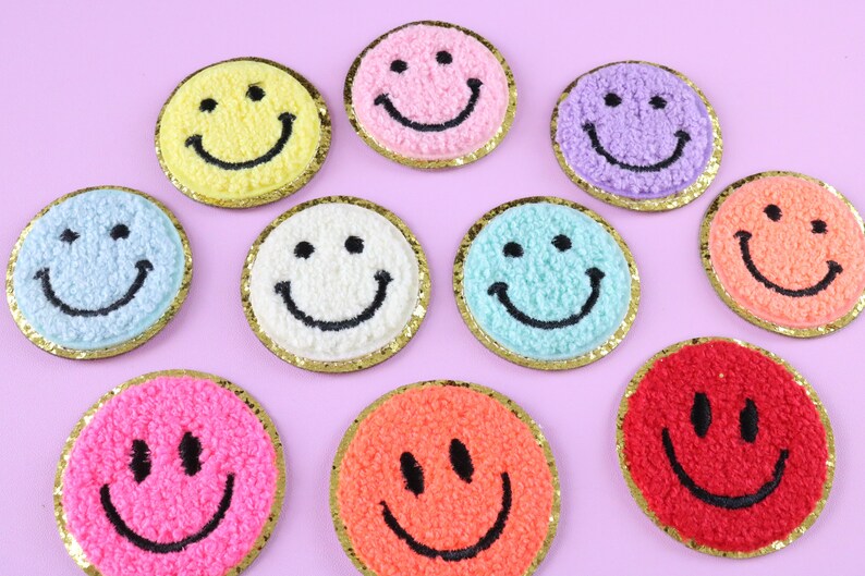 Sticker,Smile face,rainbow,Chenille,iron on patch,embroidered patch,applique, Sew on patch,for jacket,for mask,for backpack, 