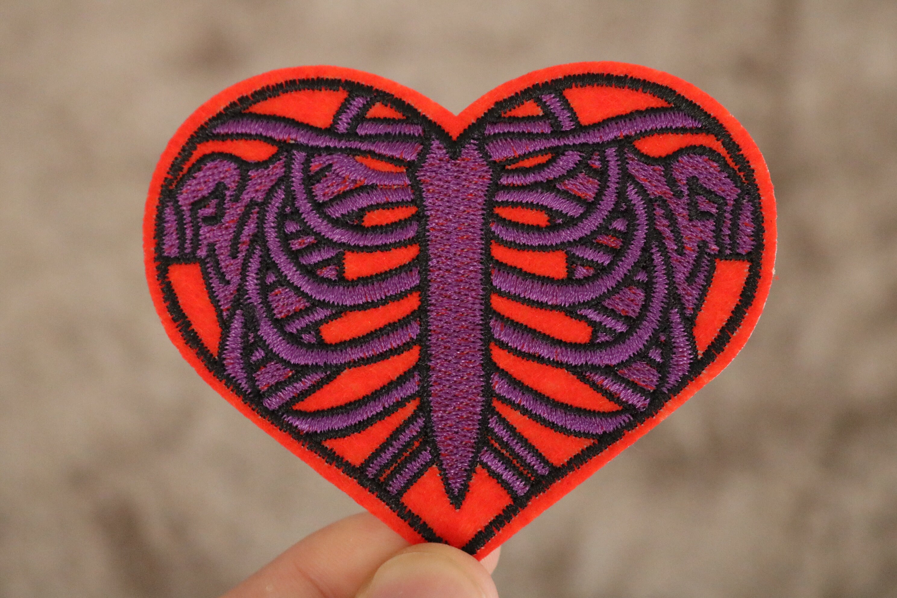 Skeleton heart patchred purpleheartiron on Etsy