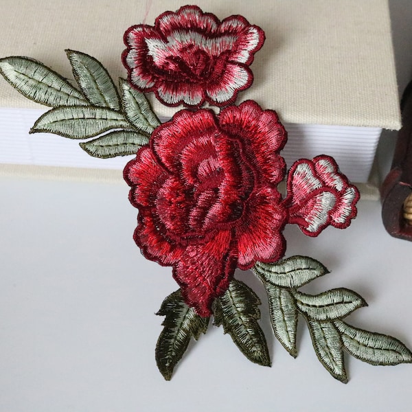 Rose patch ,gorgeous ,flower patch,iron on patch,embroidered patch,applique, Sew on patch,for jacket,for mask,for backpack,