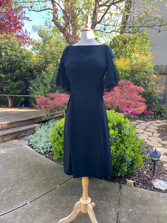 Vintage 50s 60s Cocktail Party Little Black Dress 