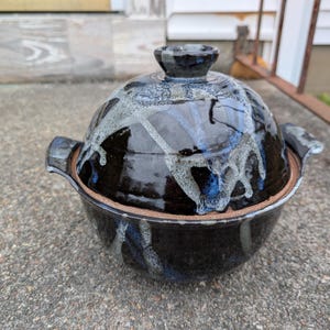 Black, White and Blue Stoneware Bread Baker (1.5 pound loaf) and/or Casserole Dish