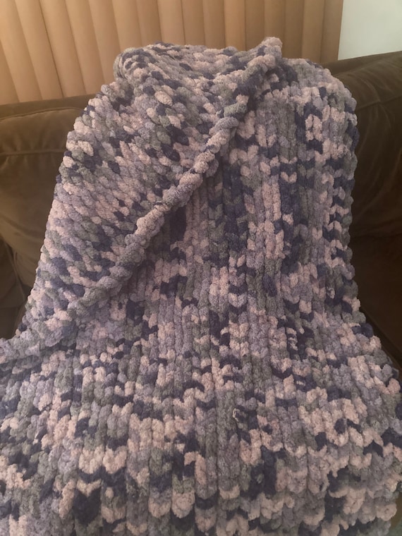 Handmade Multicolor Chunky Knit Blanket Etsy