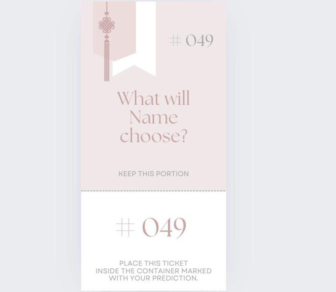 Kpop Raffle Printable Pink Traditional Korean Doljabi Dohl Raffle Tickets ...