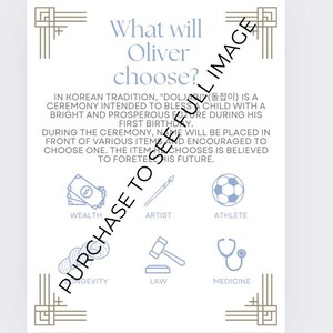 Printable Blue Hanok Korean Doljabi Dohl Sign 1 (Customizable)