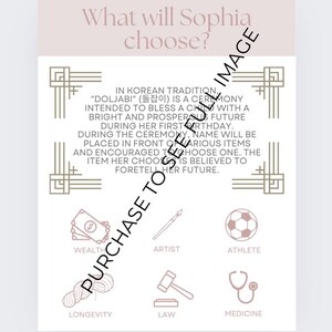 Printable Pink Hanok Korean Doljabi Dohl Sign 2 (Customizable)