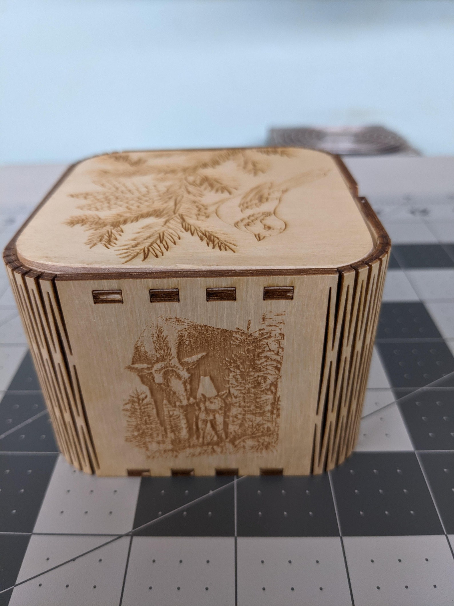 Living Hinge Box With Laser Engraved Nature Scenes Etsy
