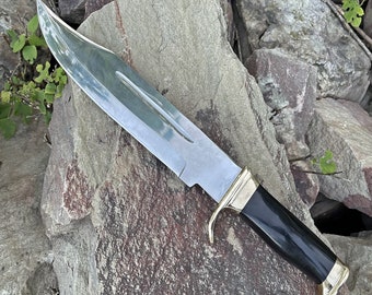 Bowie Knife Overall 18" Inch Mirror Polished Stainless Steel Blade Bowie Knife Leather Sheath Sharp Edge Custom Bowie Knife Mothers Day Gift