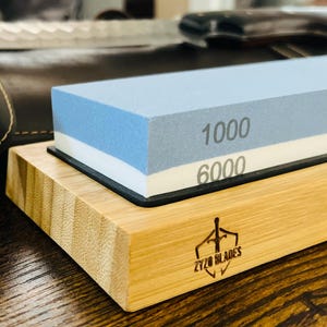 Whetstone Knife Sharpening Stone Kit: 1000/6000 Grit, Bamboo Base