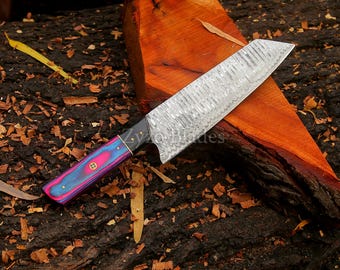 Japanische Santoku Style Koch Küchenmesser geschmiedeten Damast-Stahl Grillmesser