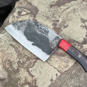 Hand-Forged 7&quot; Serbian Cleaver Professional Chef Butcher Knife for Kitchen, BBQ & Outdoor Cooking