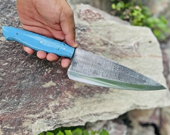 Turquoise Color Handle Chef Knife knife Custom Handmade Knives Unique Gifts for Men Women Husband Dad Mothers Day Gifts
