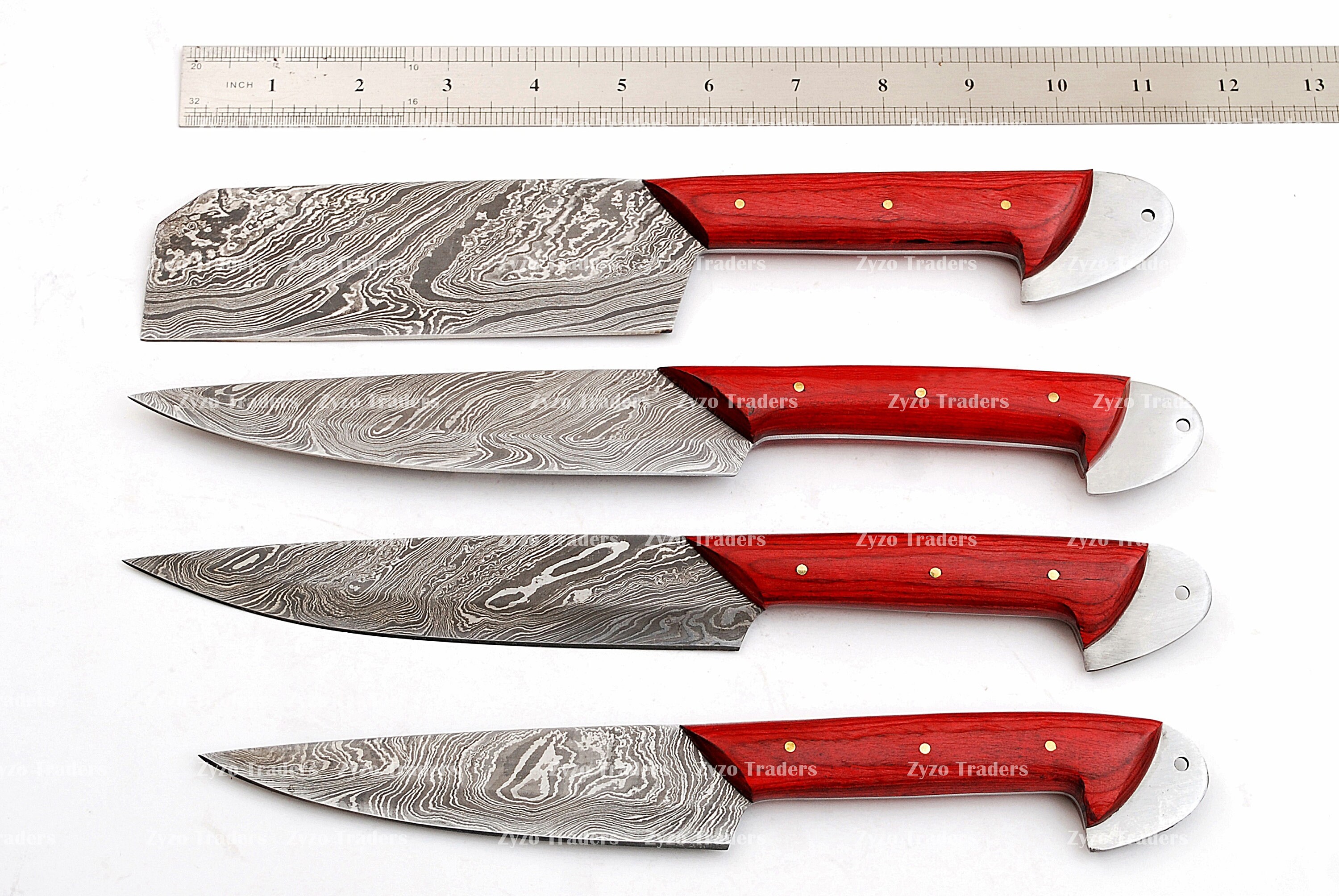 4 Pcs Full Tang Chef Knife Set Handmade Chef Knives With Etsy