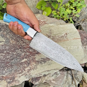 Kitchen Chef Knife , Damascus Steel Chef Knife , Forged Chef Knife ,Birthday Gifts , Gift for Him Anniversary Gift Holidays Gift