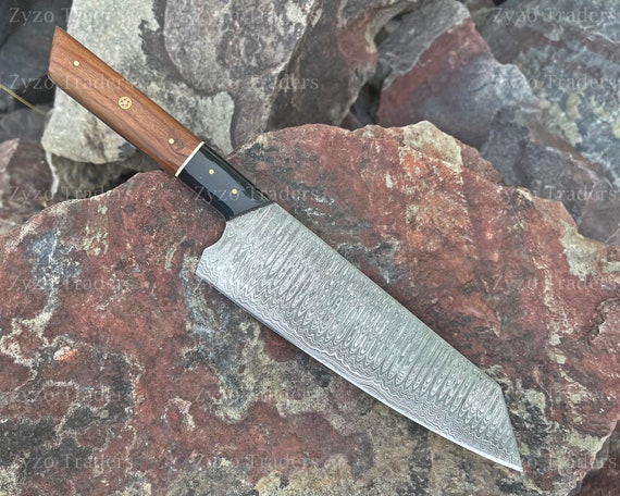 Japanese Santoku Style Chef Kitchen Knife forged Damascus Steel BBQ Knife