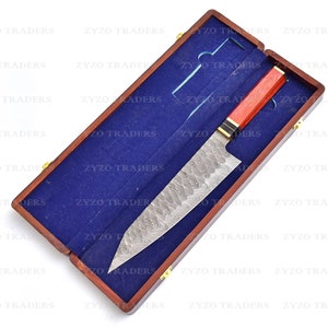 Damascus Nakiri Chef Knife: Japanese Steel, Natural Wood Handle