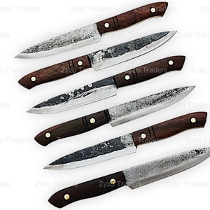 6 Pcs Hand Forged High Carbon Steel Steak Knives set for BBQ