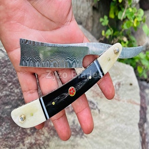 Unique Handle Custom Handmade Straight Razor With Stainless Steel Damascus Steel Blade Traditional Shaving Birthday Gift