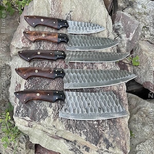 Personalized Luxury 5 Pcs High Carbon Steel Chef Knife Kitchen Set Rosewood Black Resin Handle
