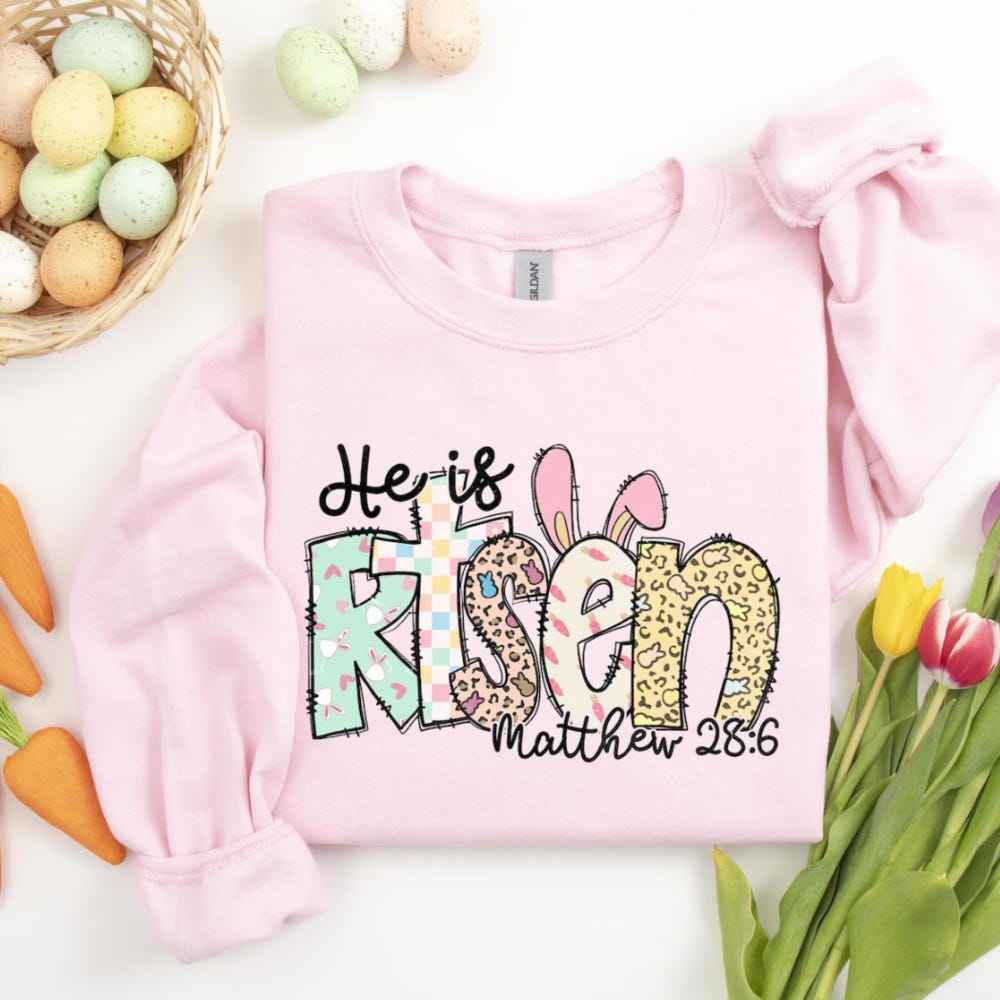Easter Sweatshirt - He Is Risen Sweatshirt - Jesus Easter Shirt - Easter Sweatshirt For Women - Cute Easter Outfit - Church Easter Shirt Realtorgift