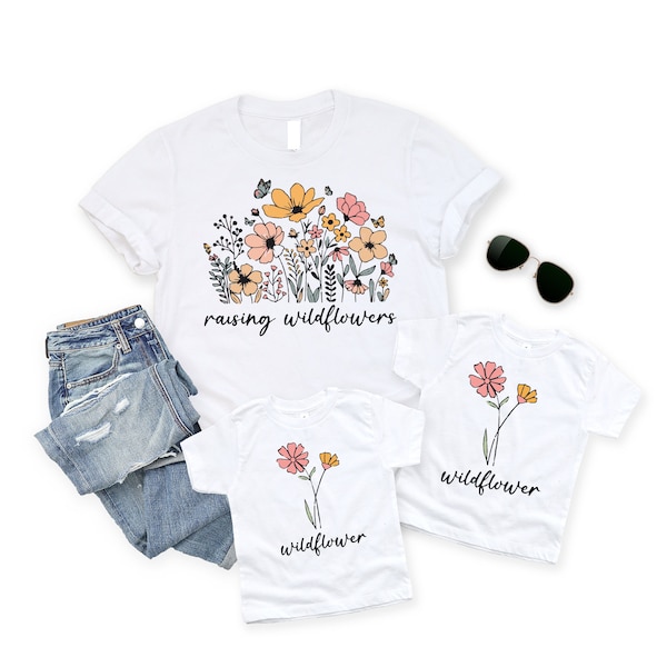 Mama and Baby Shirt Set - Raising Wildflowers - Mommy and Me Toddler Tee - Mommy and Daughter Matching Set - New Mom Shirt