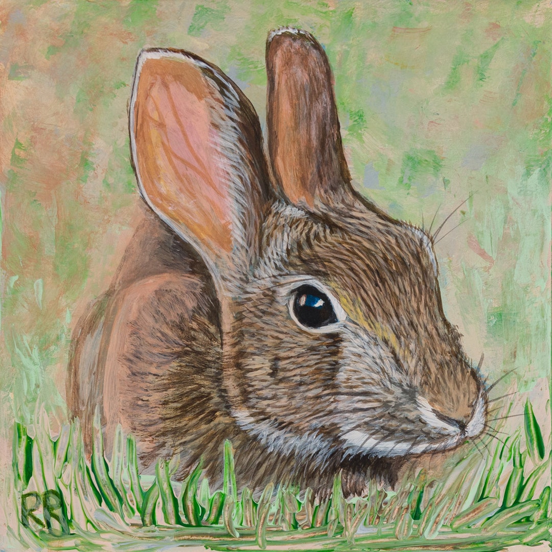 Rabbit Bunny Original Detailed Acrylic Mini Painting