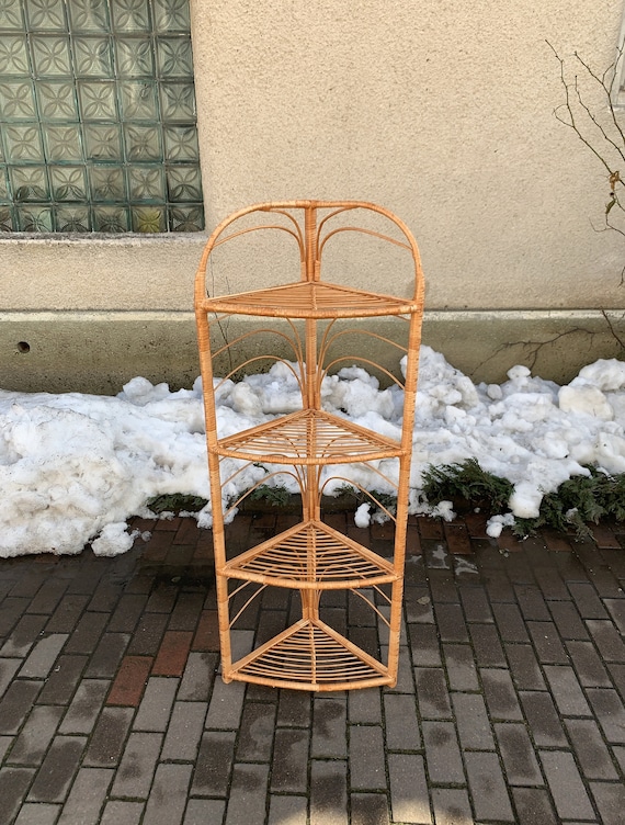 Corner Wicker Shelf Rattan Shelves Wicker Etagere Wicker