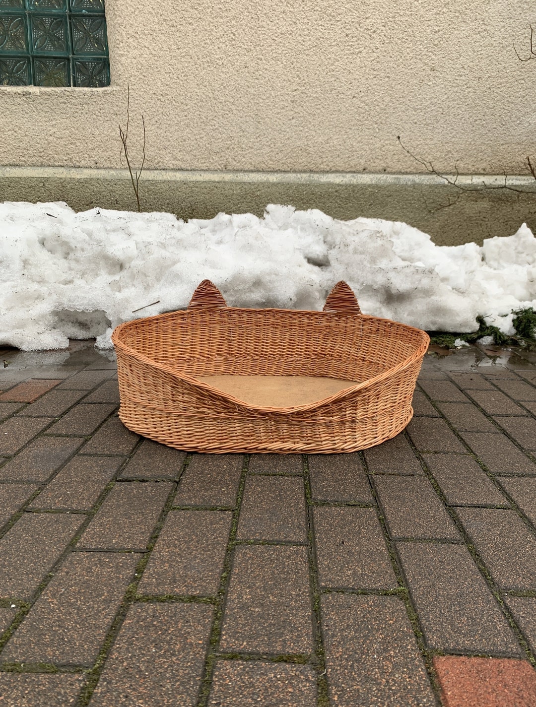 Wicker Dog Basket Rattan Pet Carrier Woven Cat Basket Etsy