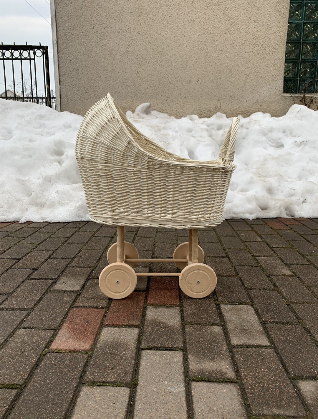 Wicker Baby Carriage Wicker Trolley Rattan Stroller Wooden - Etsy