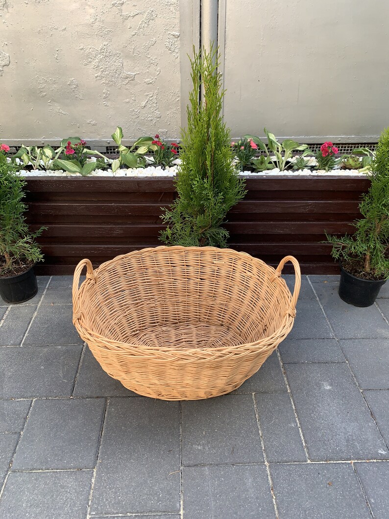Wicker Garden Basket, Large Rattan Basket, Large Wicker Basket, Woven