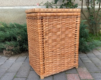 laundry basket, basket with lid, natural basket, large basket, wicker basket, lidded basket, basket for bathroom, big wicker basket, woven