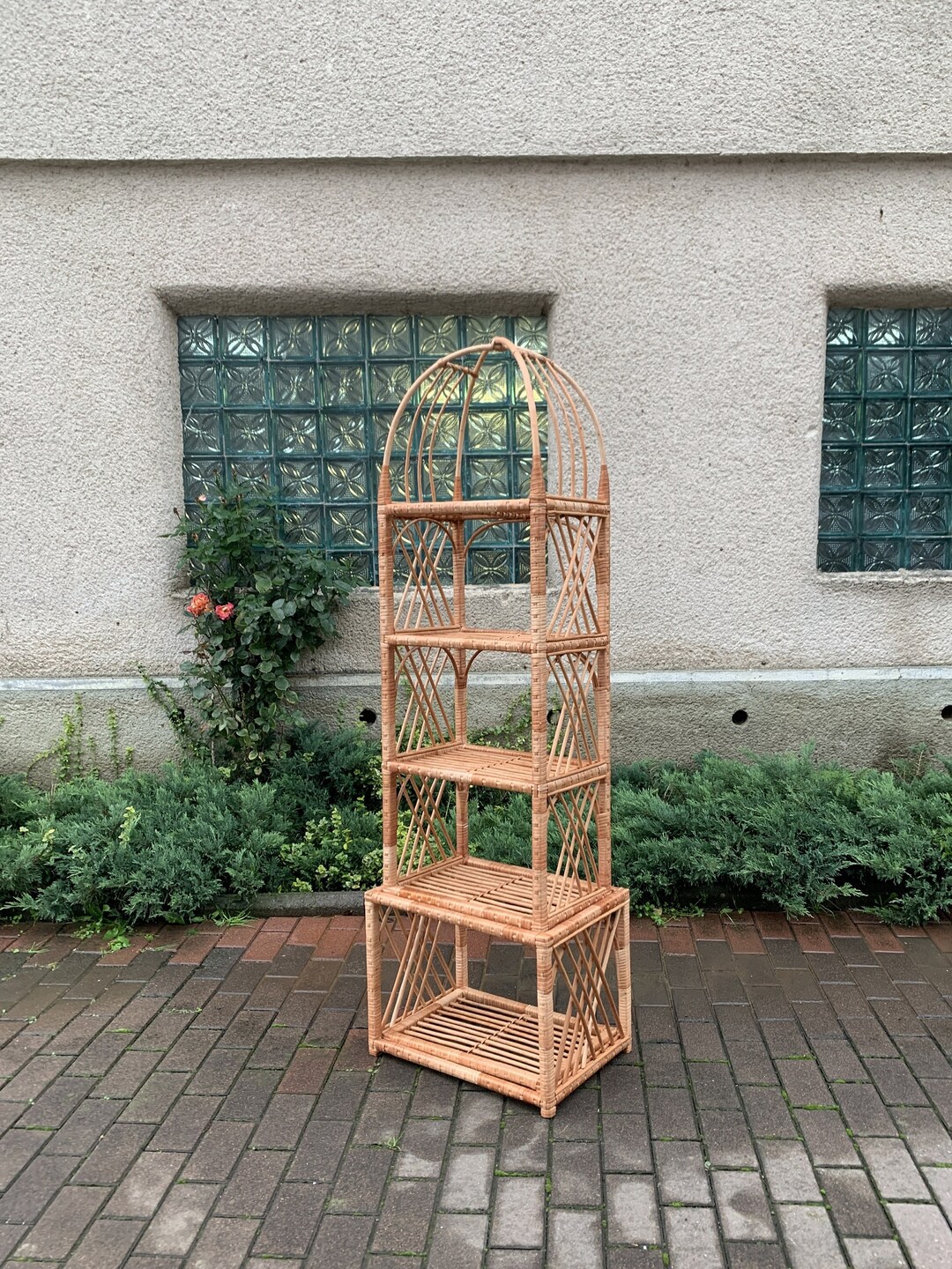 Display Shelves Rattan Furniture Wicker Etagere Wicker Etsy