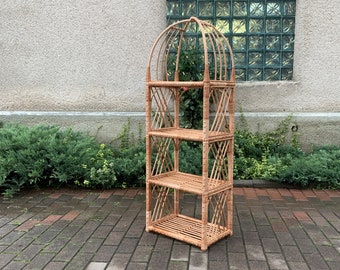 wicker shelf unit, wicker etagere, rattan shelving unit, wicker bookcase, outdoor furniture, wicker wall shelf, wicker shelf, outdoor plant