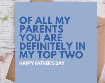 Funny Father's Day Card: Top Two Parents, Kraft Envelope