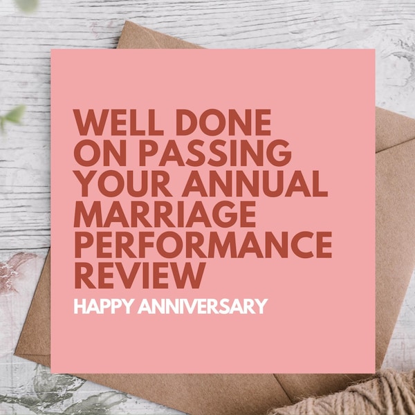 Funny Anniversary Card: Marriage Performance Review (Kraft Envelope)