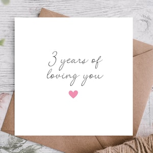 Three years Anniversary Card / Card For Husband / Wife / Boyfriend / Girlfriend / Partner  /Cute Anniversary Card / Three Year Anniversary