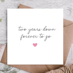 Two Year Anniversary Card / Card For Husband / Wife / Boyfriend / Girlfriend / Partner / Two Year Anniversary